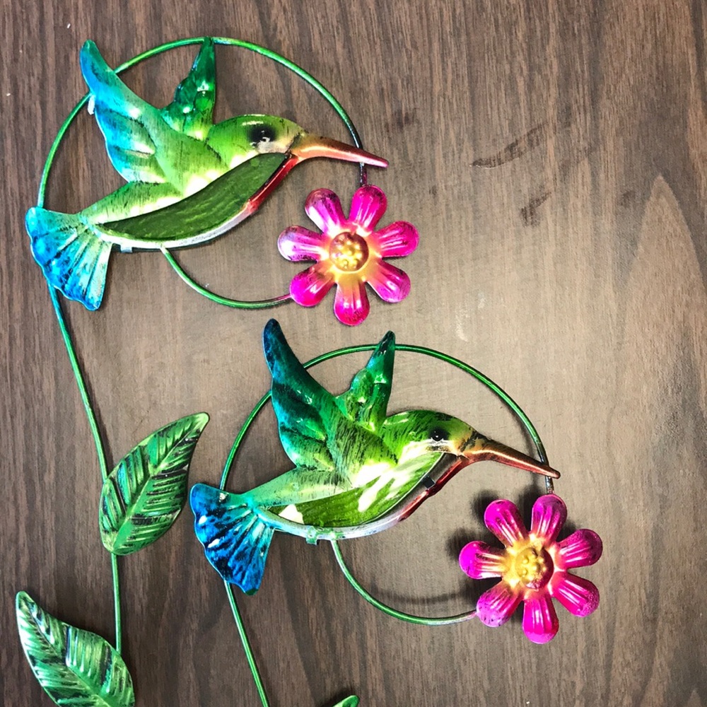 2 birds garden stake metal